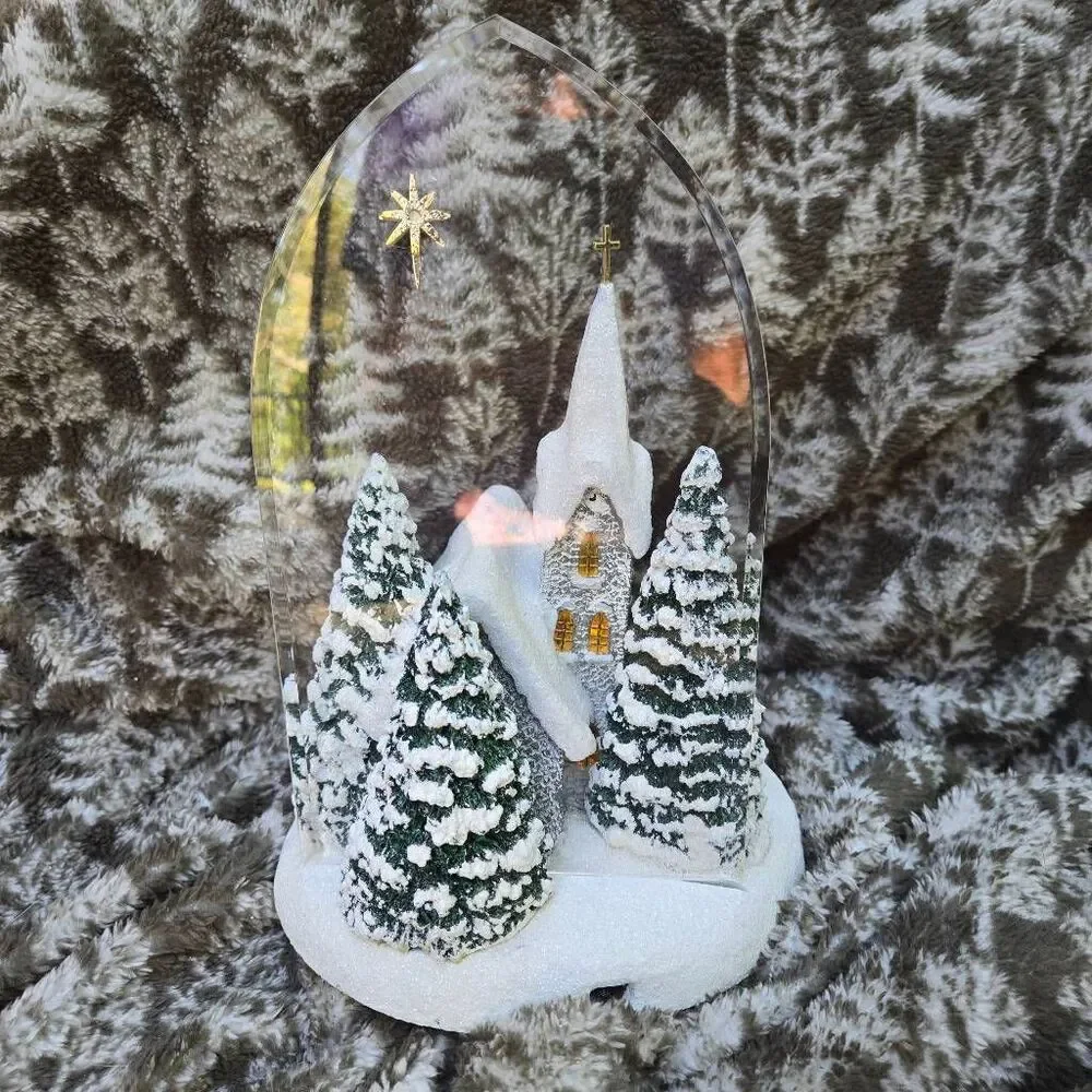 Thomas Kinkade Winter At Mountain Chapel 2008 Christmas Village church
